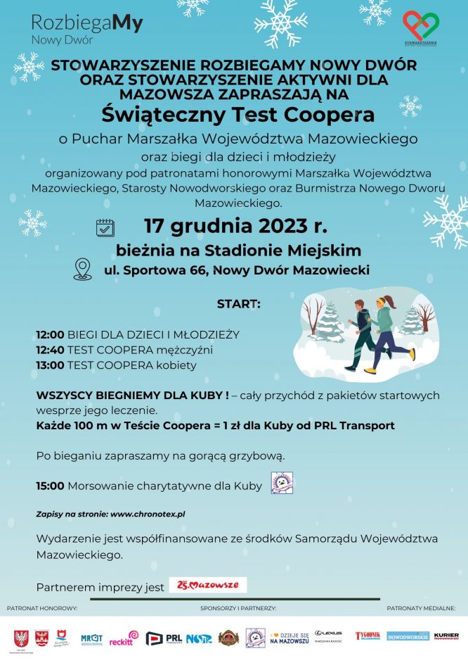 plakat promujący wydarzenie "Świąteczny Test Coopera"