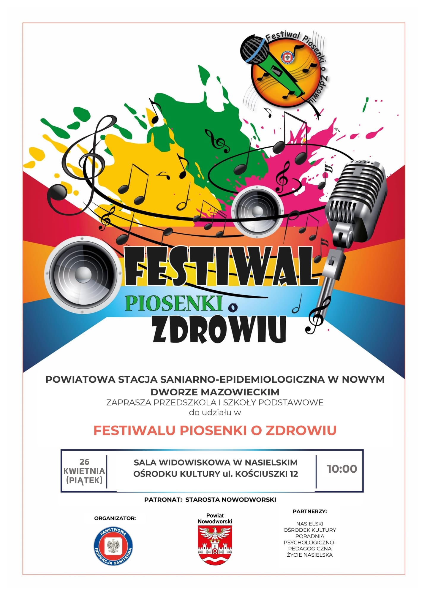 Plakat promujący 31. festiwal piosenki o zdrowiu etap powiatowy