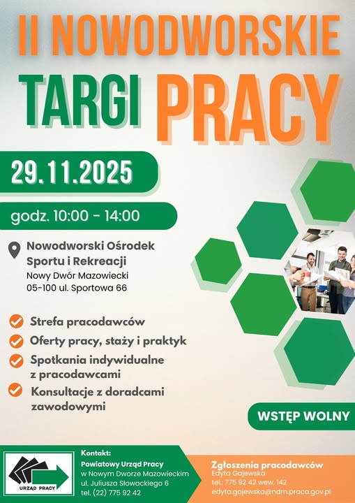 plakat promujący II Nowodworskie Targi Pracy