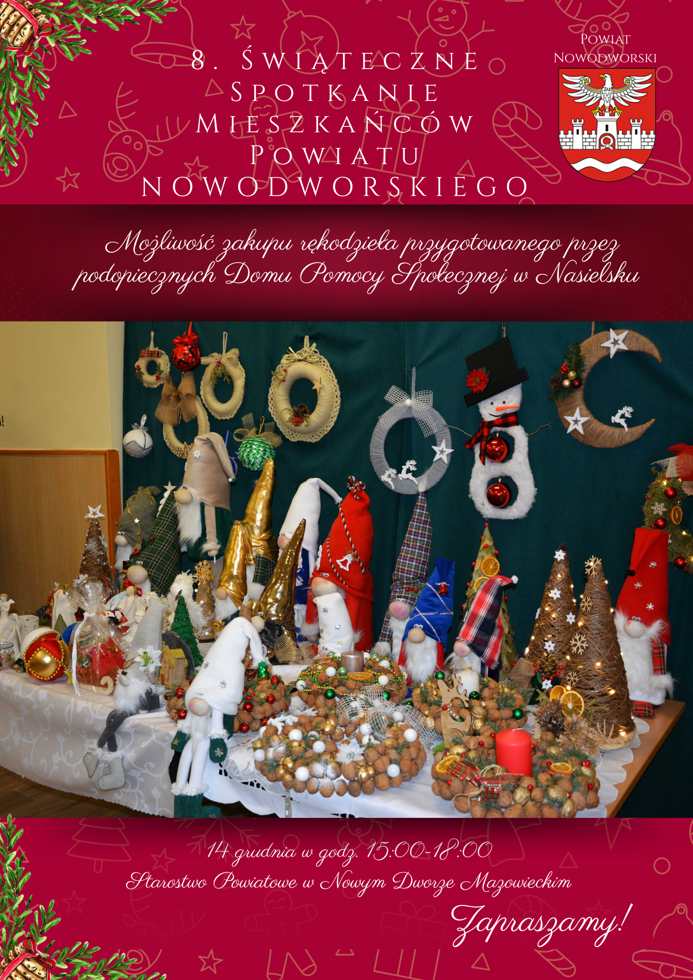 plakat - informacja dotycząca możliwości zakupienia rękodzieła podczas Spotkania Świątecznego