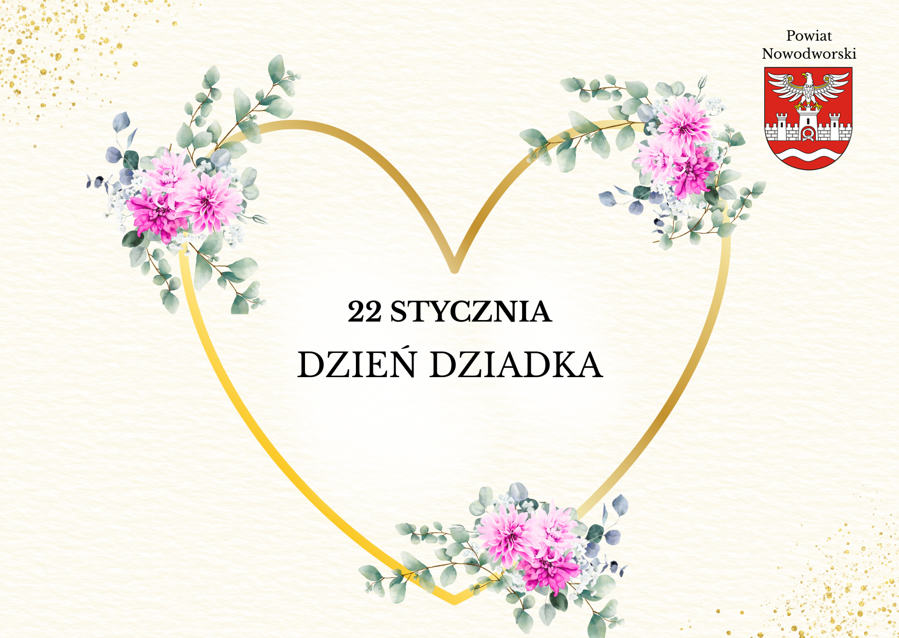 grafika- napis dzień dziadka, w tle serce